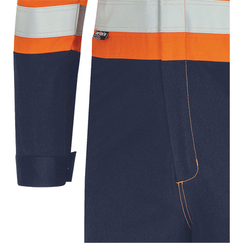 7702BB FR-Tech&reg; 2-Tone Safety Coverall, Size 36, Navy Blue/Orange, 10 cal/cm² Par Equipment