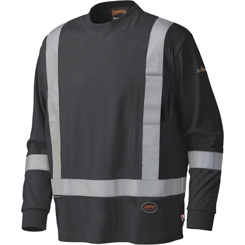 340SFA Flame-Resistant Long-Sleeved Safety Shirt, Small, Black Par Equipment