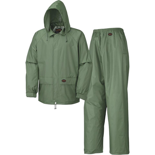 583 Rain Suit, Polyester/PVC, Small, Green Par Equipment