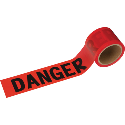 388 Danger Tape, Bilingual, 3" W x 200' L, 1.5 mils, Black on Red Par Equipment