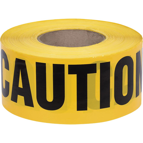 387 Ruban d'avertissement, Anglais, 3" la x 1000' lo, 1,5 mil, Noir sur jaune Par Equipment
