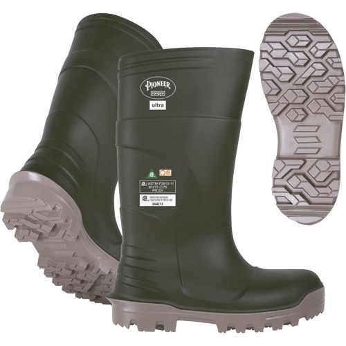 B105FUL.GR Pioneer Ultra Boots, Polyurethane, Steel/Composite Toe, Size 6, Puncture Resistant Sole Par Equipment