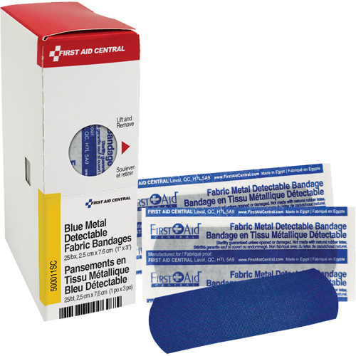 Fabric Blue Detectable Bandages, Rectangular/Square, 1", Fabric Metal Detectable, Sterile Par Equipment