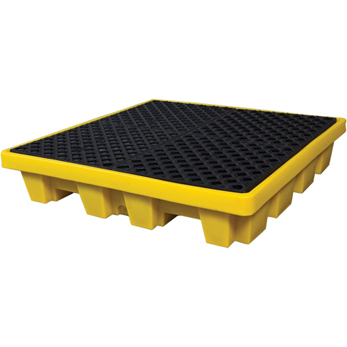 Ultra-Spill Pallet emboitable, 4 barils, Capacit&eacute; de d&eacute;versement 66 gal. US, 51" x 51" x 10" Par Equipment