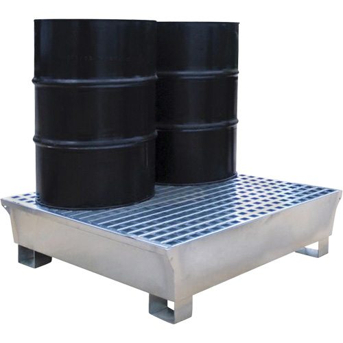 Ultra-Spill Pallet en acier, 2 barils, Capacit&eacute; de d&eacute;versement 68 gal. US, 47,2" x 31,4" x 17,4" Par Equipment