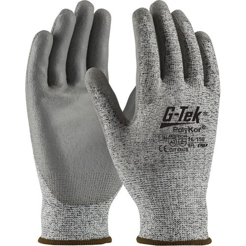 Gants r&eacute;sistants aux coupures G-Tek en tricot sans couture, Taille T-petit, Calibre 13, Rev&ecirc;tement Polyur&eacute;thane, Enveloppe en PolyKor, ASTM ANSI niveau A2/EN 388 niveau B Par Equipment