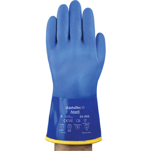 AlphaTec&reg; 23-202 PVC Gloves, Size 8, 11.8" L, Cotton, Fleece Inner Lining Par Equipment