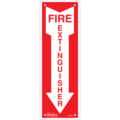 "Fire Extinguisher" Sign, 12" x 4", Aluminum, English with Pictogram Par Equipment