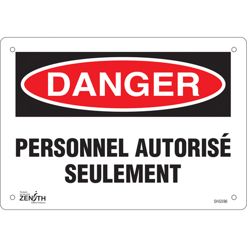 Enseigne  Personnel autoris&eacute; seulement , 7" x 10", Plastique, Français Par Equipment