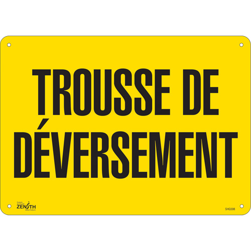 Enseigne  Trousse de d&eacute;versement , 10" x 14", Plastique, Français Par Equipment