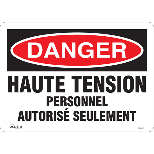 Enseigne  Haute tension , 10" x 14", Vinyle, Français Par Equipment