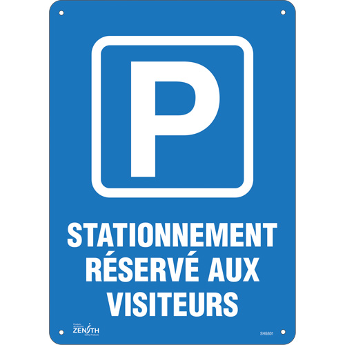 Enseigne  Stationnement r&eacute;serv&eacute; aux visiteurs , 10" x 14", Plastique, Français avec pictogramme Par Equipment