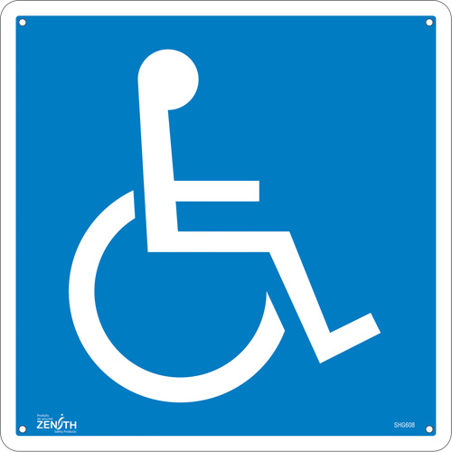 Enseigne de s&eacute;curit&eacute; conforme &agrave; la CSA - Handicap, 12" x 12", Aluminium, Pictogramme Par Equipment