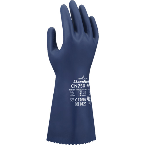 CN750 Chemical-Resistant Gloves, Size Small/7, 13" L, Nitrile, 18-mil Par Equipment