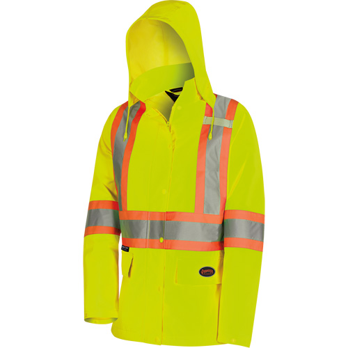 5628W Parka matelass&eacute; de s&eacute;curit&eacute; 300D The Rock, Polyester/Polyur&eacute;thane, Jaune lime haute visibilit&eacute;, T-petit Par Equipment