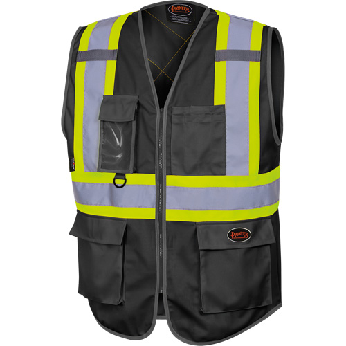 6959BK Veste de s&eacute;curit&eacute; haute visibilit&eacute; en tricot chaîne avec fermeture &agrave; glissi&egrave;re, Noir, T-petit, Polyester Par Equipment