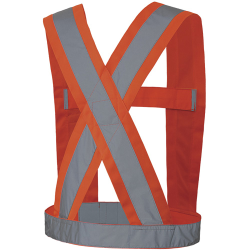 5491 Bretelles ajustables de s&eacute;curit&eacute; haute visibilit&eacute; de 4" de largeur, R&eacute;pond ou surpasse la norme CSA Z96 classe 2 - niveau 2, Orange haute visibilit&eacute;, Couleur r&eacute;fl&eacute;chissante Argent, Taille unique Par Equipment