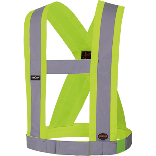 5493 Bretelles ajustables de s&eacute;curit&eacute; haute visibilit&eacute; de 4" de largeur, R&eacute;pond ou surpasse la norme CSA Z96 classe 2 - niveau 2, Jaune lime haute visibilit&eacute;, Couleur r&eacute;fl&eacute;chissante Argent, Taille uniq Par Equipment