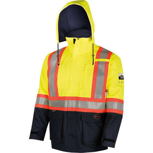 4485 Defender&reg; FR/Arc/Antistatic Trilaminate Safety Jacket, Small, Black/High Visibility Yellow, 11 cal/cm² Par Equipment