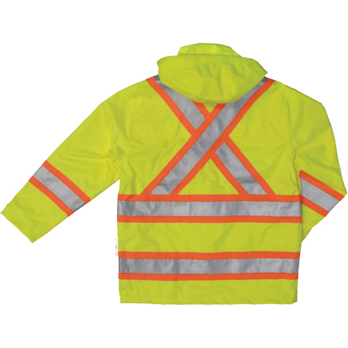 Ripstop Safety Rain Jacket, Polyester, X-Small, High Visibility Lime-Yellow Par Equipment