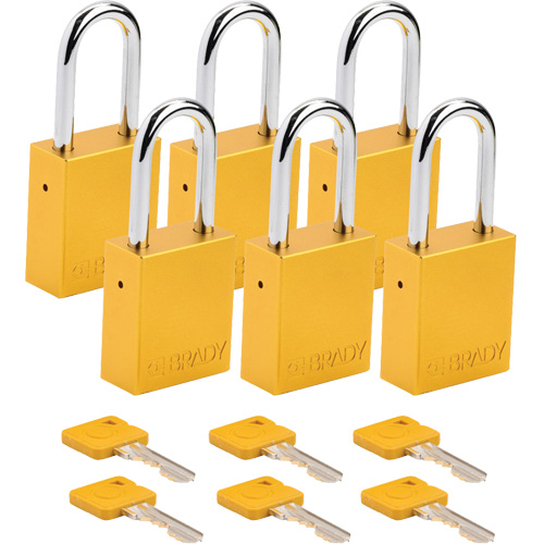 Velocity Lockout Padlocks, Yellow, Keyed Different, Aluminum, 1-1/2" Width Par Equipment
