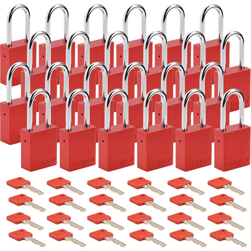 Lockout Padlock, Safety Padlock, Keyed Alike, Aluminum, 1-1/2" Width Par Equipment