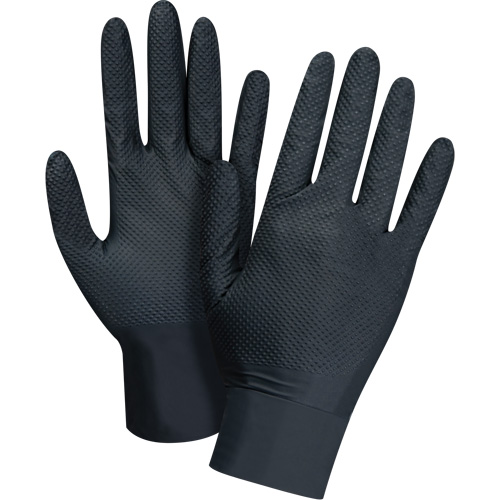 Gants d'examen de poids lourd &agrave; prise tactile, Moyen, Nitrile, 8 mils, Sans poudre, Noir Par Equipment