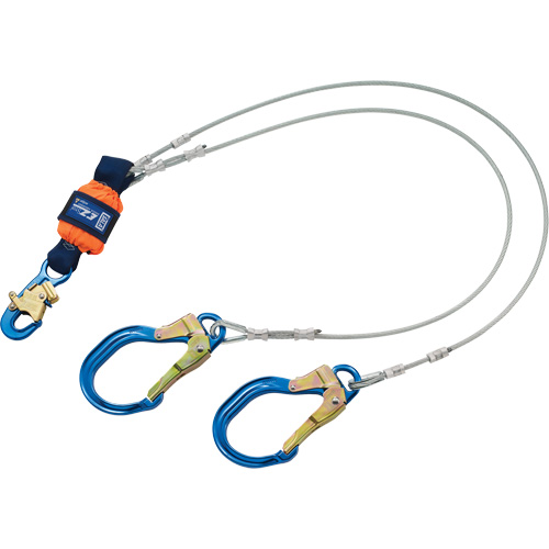 Longe absorbante d'&eacute;nergie, 6', Point d'ancrage &agrave; Crochet d'armature, Crochet mousqueton aux jambes, M&eacute;tal Par Equipment