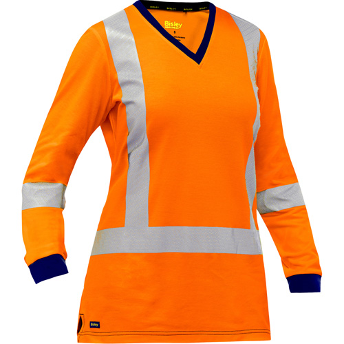 Chemise &agrave; manches longues et X au dos Bisley pour femmes, Poly-coton, Petit, Orange haute visibilit&eacute; Par Equipment