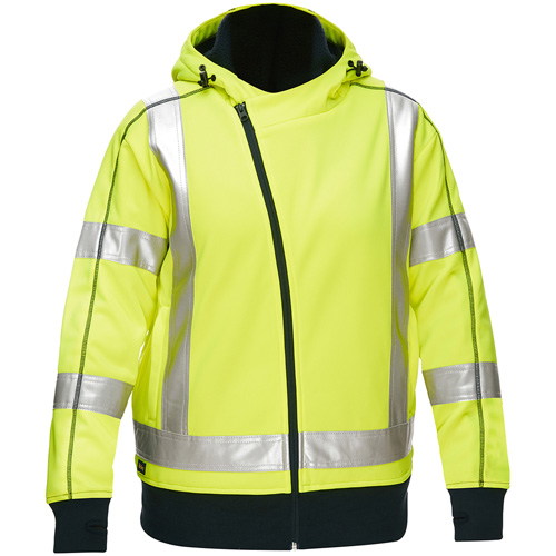 Bisley&reg; X-Back Women's Contoured Full Zip Hooded Sweatshirt with Sherpa Lining, Large, High Visibility Lime-Yellow Par Equipment