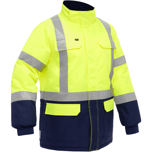 Bisley&reg; X-Back Extreme Cold Jacket with Navy Bottom, Polyester, High Visibility Lime-Yellow, 2X-Large Par Equipment