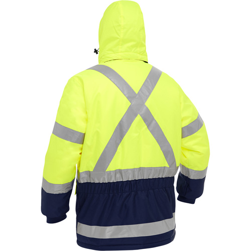 Bisley&reg; X-Back Extreme Cold Jacket with Navy Bottom, Polyester, High Visibility Lime-Yellow, 2X-Large Par Equipment