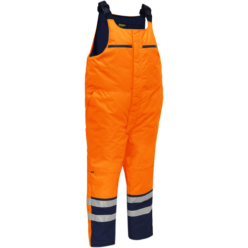Bisley&reg; Extreme Cold Bib Overall, Polyester, Small, High Visibility Orange Par Equipment