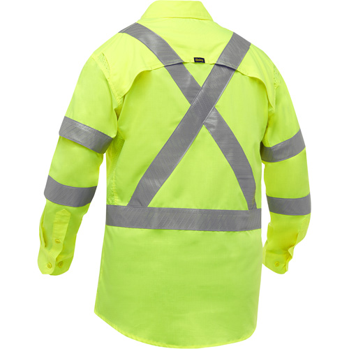 Chemise de travail &agrave; manches longues et X au dos Bisley avec X-Airflow, Poly-coton, Petit, Jaune lime haute visibilit&eacute; Par Equipment