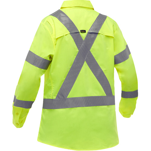 Chemise de travail &agrave; manches longues et X au dos Bisley avec X-Airflow pour femmes, Poly-coton, Petit, Jaune lime haute visibilit&eacute; Par Equipment