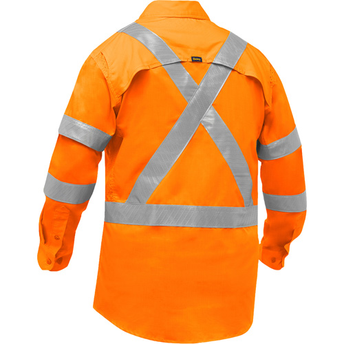 Chemise de travail &agrave; manches longues et X au dos Bisley avec X-Airflow pour femmes, Poly-coton, Petit, Orange haute visibilit&eacute; Par Equipment