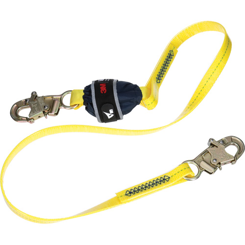 Coated Web Shock-Absorbing Lanyard, 6', Snap Hook Center, Snap Hook Leg Ends Par Equipment