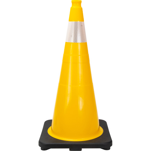 C&ocirc;ne de signalisation de premi&egrave;re qualit&eacute;, 28", Jaune, Bande(s) r&eacute;fl&eacute;chissante(s) 4" Par Equipment
