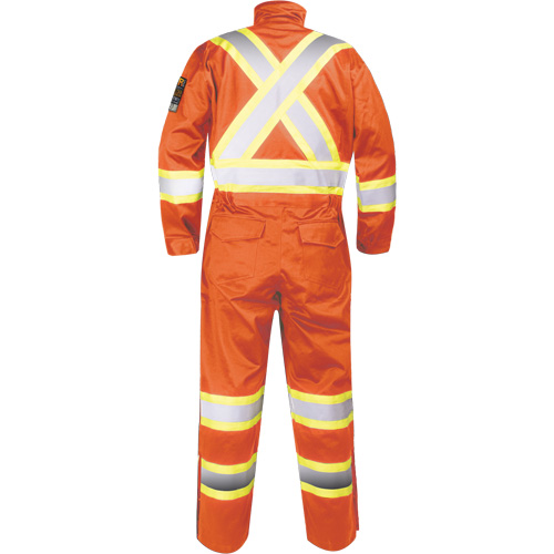 Fire-Resistant Coverall with High-Visibility Bands, Size Small, Orange Par Equipment
