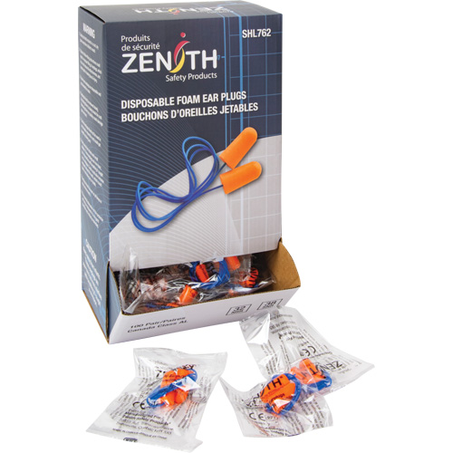 Foam Earplugs, Pair - Polybag, Corded Par Equipment