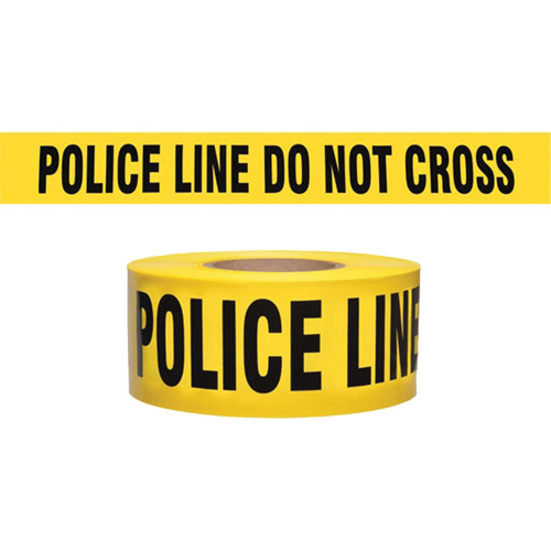 "Police Line Do Not Cross" Contractor-Grade Barricade Tape, English, 3" W x 1000' L, 2 mils, Black on Yellow Par Equipment