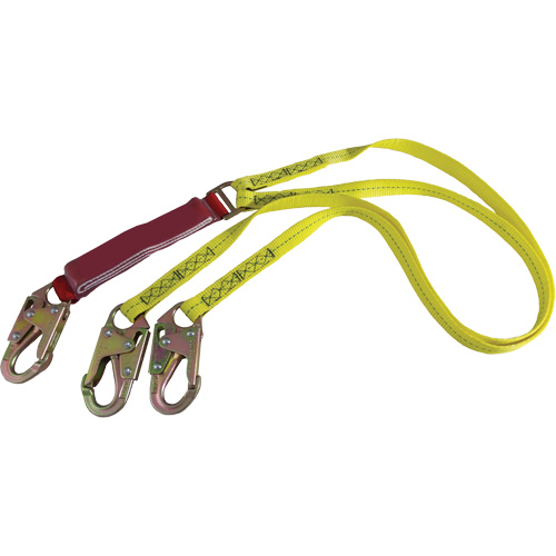 External Energy Absorber Lanyard with 3/4" Hooks, 6', Snap Hook Center, Snap Hook Leg Ends, Polyester Par Equipment