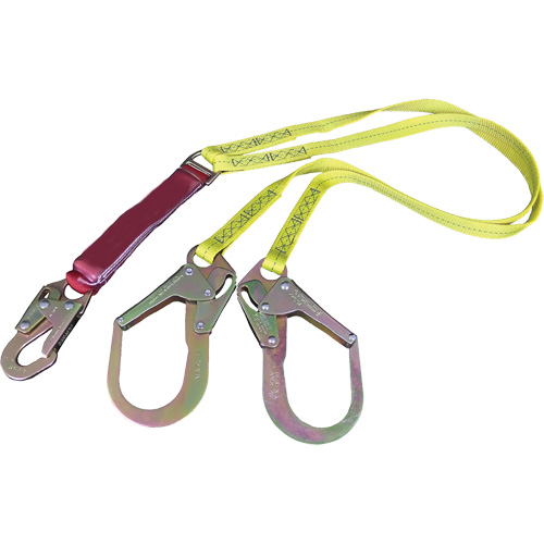 External Energy Absorber Lanyard with 2-1/4" Hooks, 6', Snap Hook Center, Snap Hook Leg Ends, Polyester Par Equipment