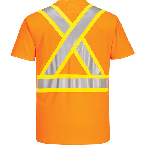 T-shirt de s&eacute;curit&eacute; &agrave; bandes contrastantes, Polyester, Petit, Orange haute visibilit&eacute; Par Equipment
