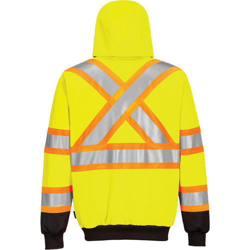 Contrast-Striped Safety Hoodie, Small, Black/High Visibility Lime-Yellow Par Equipment
