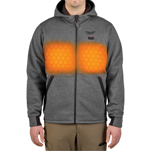 M12 Heated Hoodie with Battery, Men's, X-Large, Grey, Poly-Cotton Par Equipment