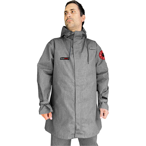 Manteau CoreMAX FR 35" avec capuchon attach&eacute;, 4T-Grand, Gris Par Equipment