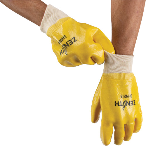Gants &agrave; fini rugueux et r&eacute;sistants aux produits chimiques, Taille 9, 10" lo, PVC, Doublure en Interlock, 47-mil Par Equipment
