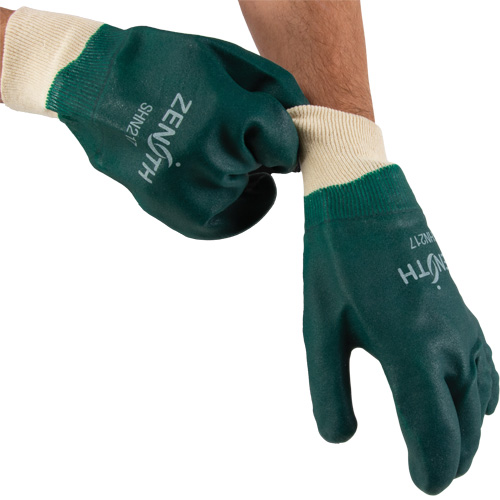 Gants verts &agrave; double enduit, 10" lo, PVC, Doublure en Jersey de coton, 70 mils Par Equipment