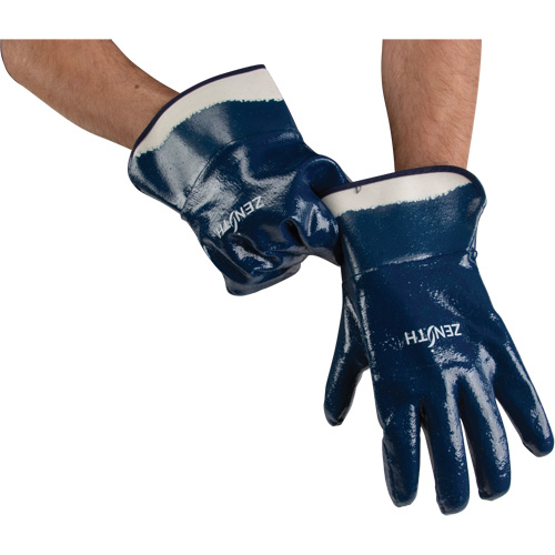 Gants &agrave; poignet de s&eacute;curit&eacute; de poids lourd, 11/2T-Grand, R&ecirc;vetement Nitrile, Enveloppe en Coton Par Equipment